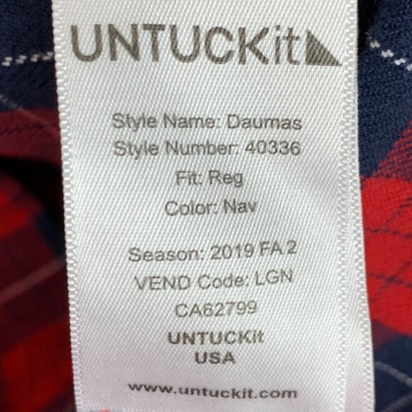 Untuckit Daumus Red & Blue Flannel Long Sleeve Button Down Shirt XL - Picture 3 of 8